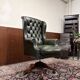Large English Chesterfield Desk Chair Green