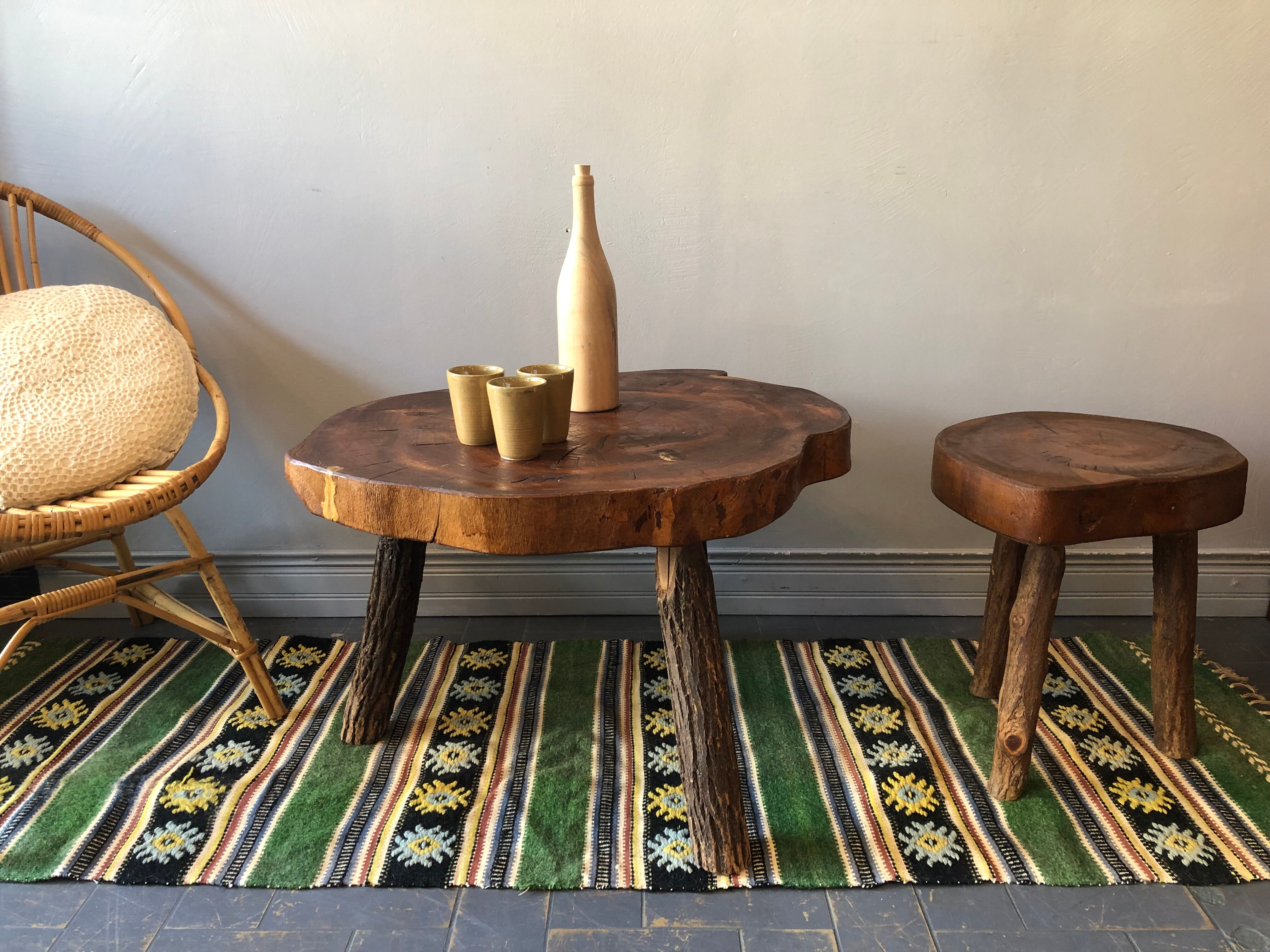 Brutalist oak coffee table