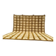 Very large Moroccan Berber rug in ecru and camel 400x300 cm with a grid pattern.