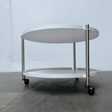 Minimalist Thrill metal coffee table or side table with wheels by Leitmotiv.