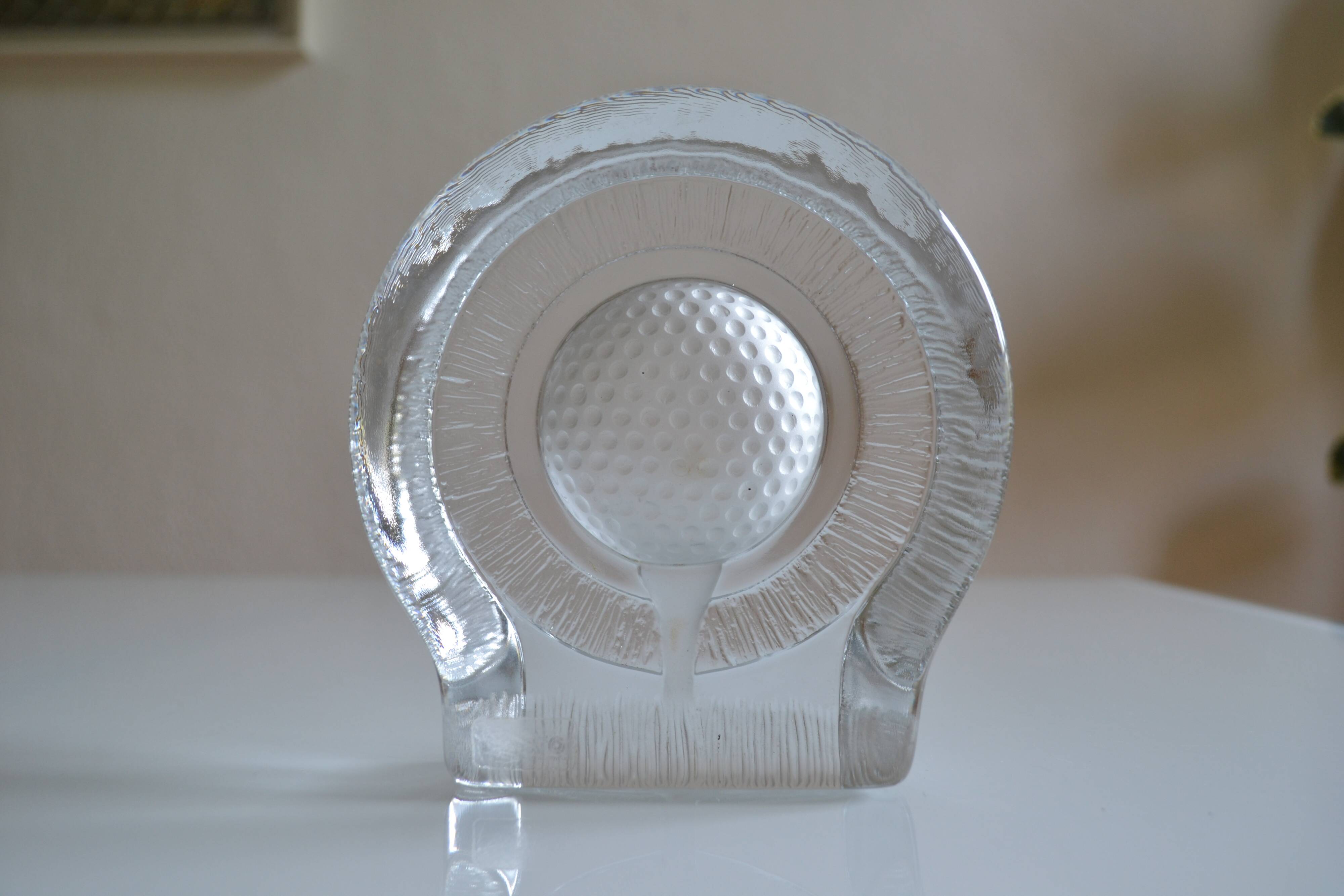 Golf crystal pocket emptier or paperweight by Nybro of Sweden