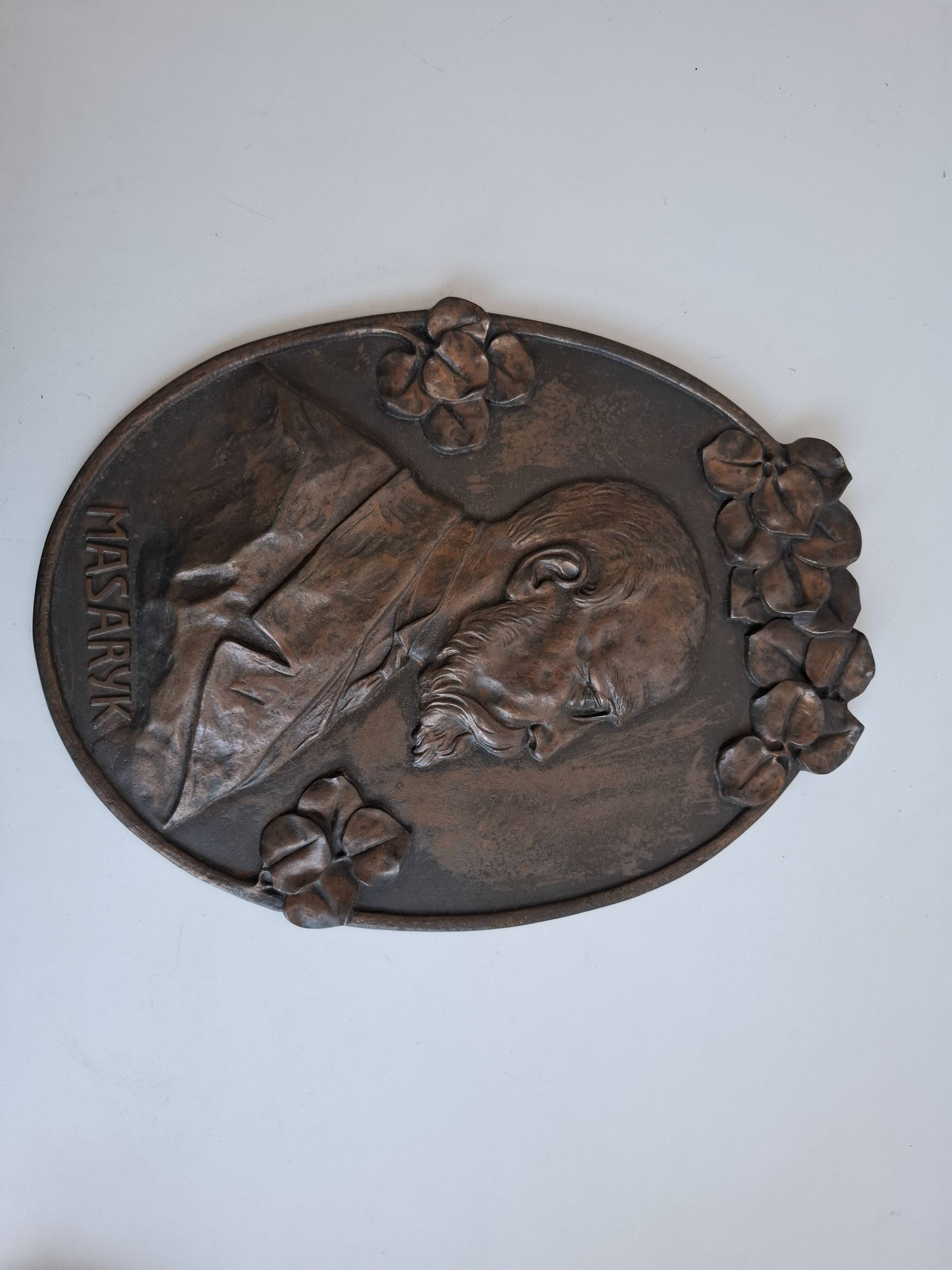 Plaque murale Art Déco T. G. Masaryk 1920, Tchécoslovaquie