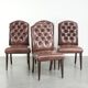 Set of 4 vintage cowhide leather chesterfield dining chairs
