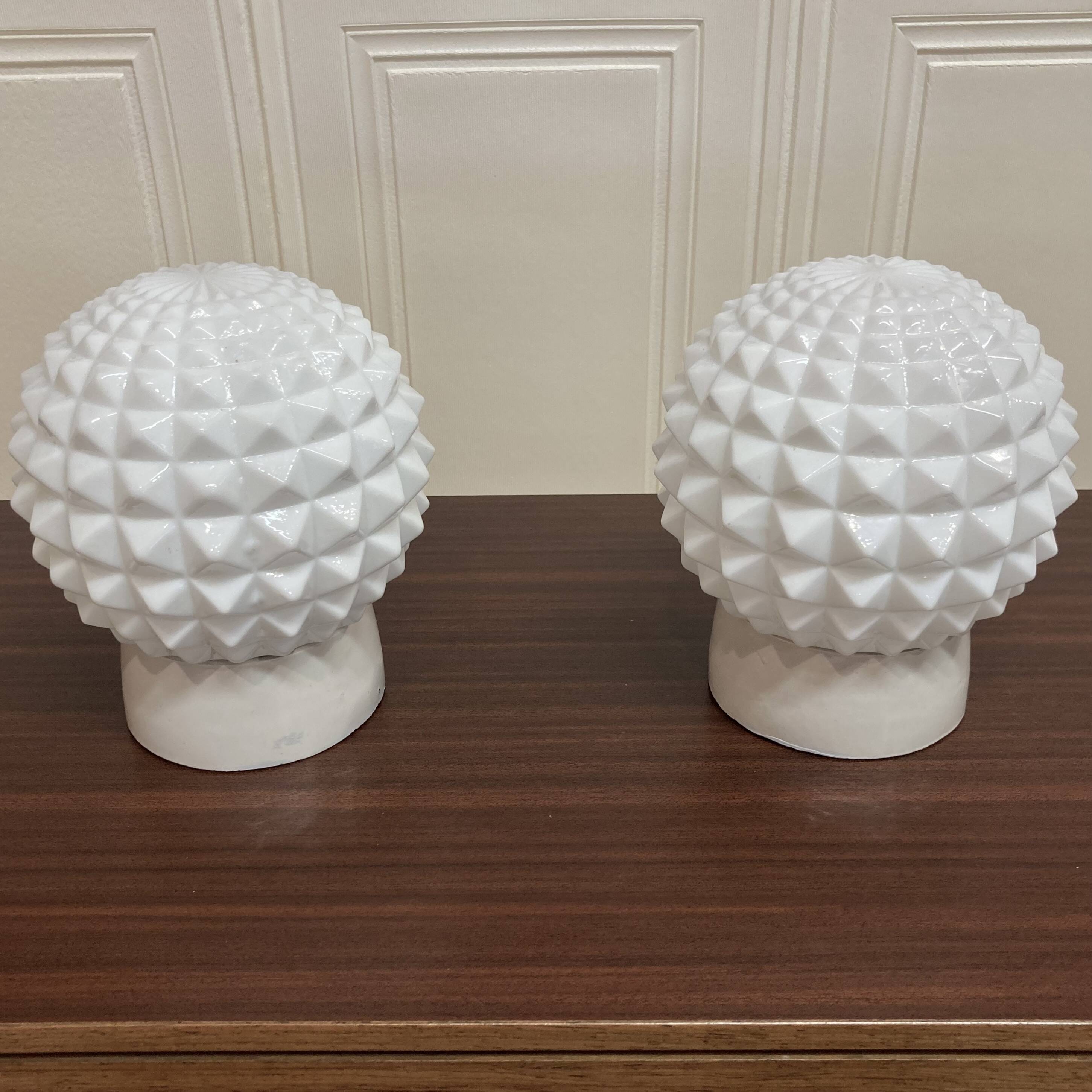 Pair of opaline and porcelain wall lights scandinavian design 1950.