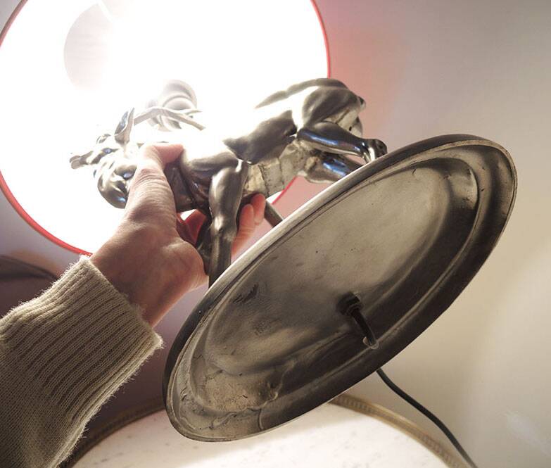 Old Pewter Deer Table Lamp