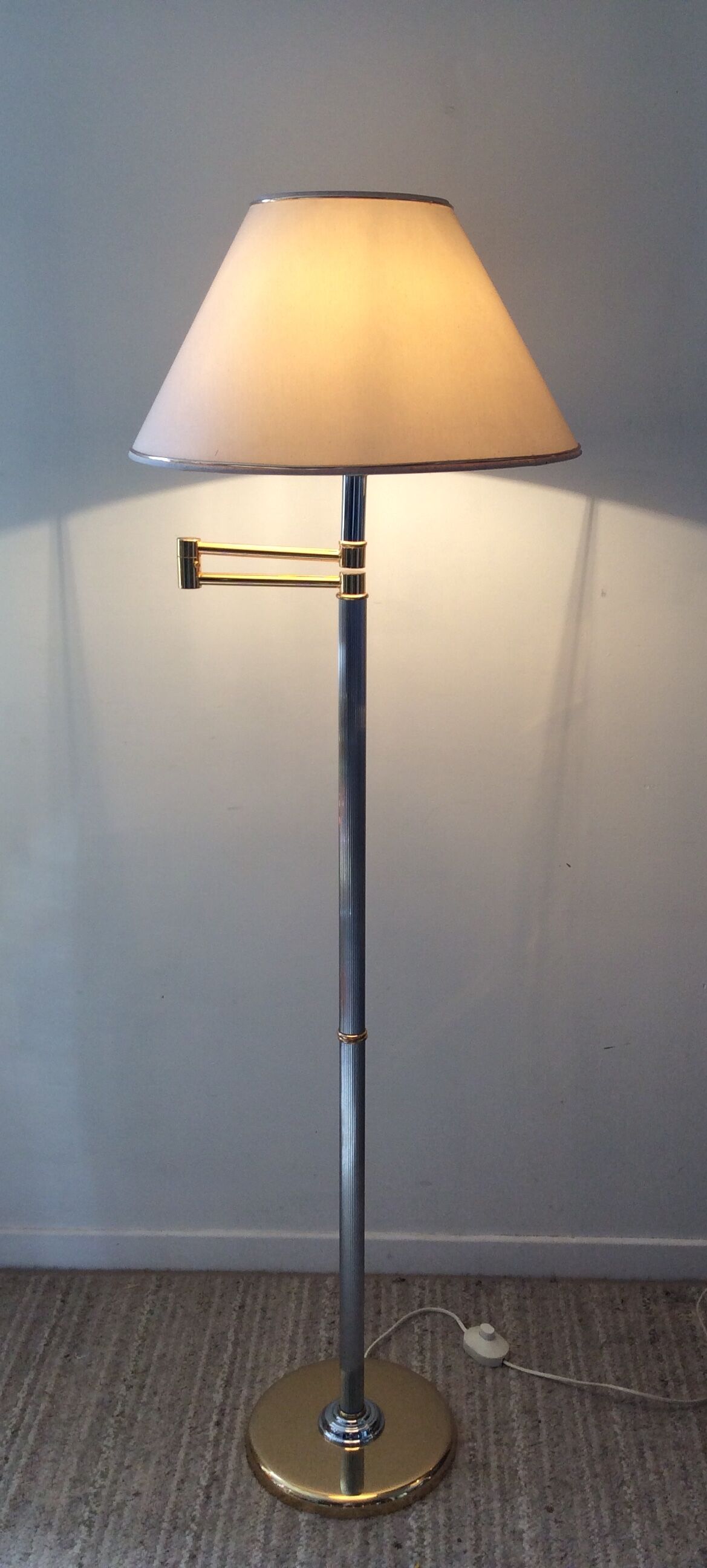 Floor lamp chrome and gold reader of the 70s