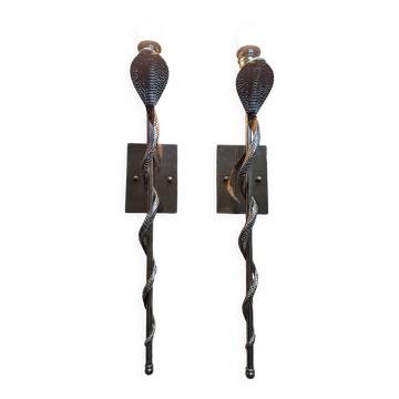Heavy Pair of Cobra Wall Lights