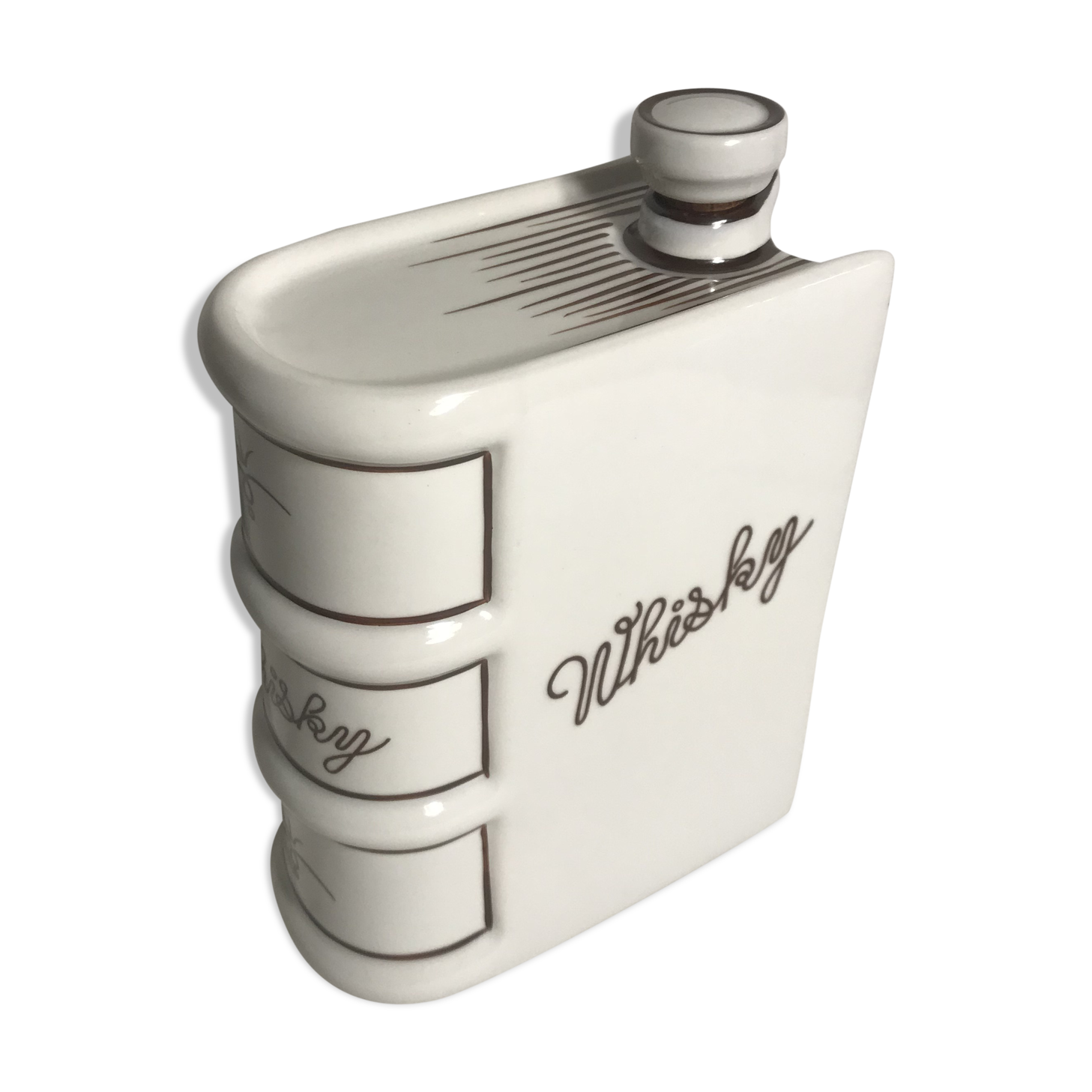 Old whisky porcelain blanche bottle made in france - vintage bouchon