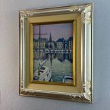 Small port town Oil on canvas