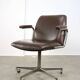Mid-Century Italian Brown Leather Swivel Chair