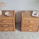 Pair of rattan bedside tables circa the 1970s.