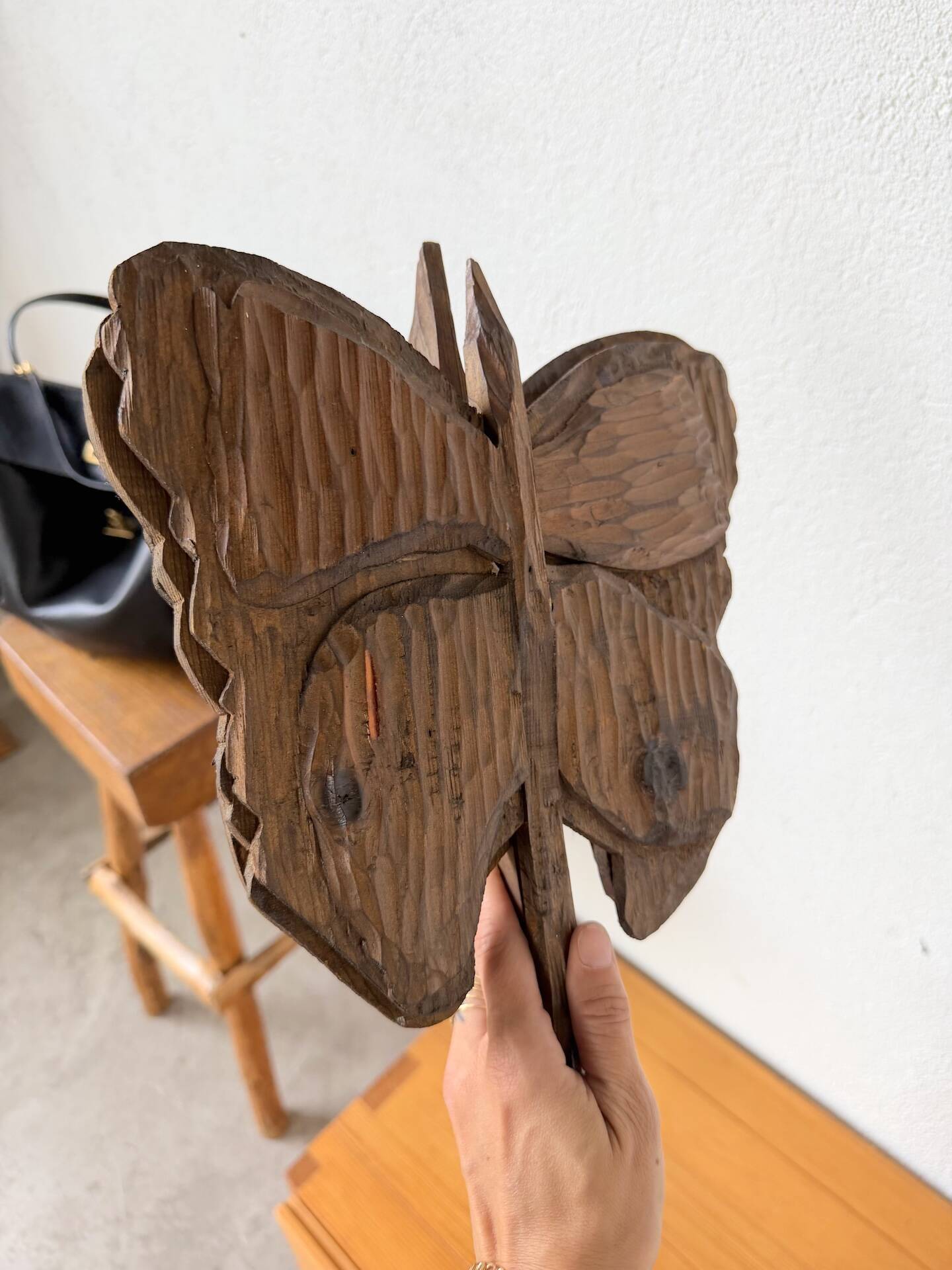 Set of 2 butterfly wall decorations sculptures 1900
