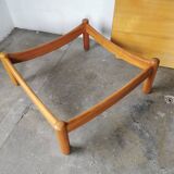 Square coffee table in solid blond wood 80s