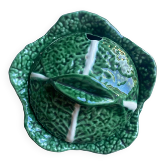 Souptureen and dish in cabbage slip