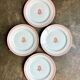4 monogrammed pink porcelain dessert plates