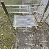 4 folding chairs garden style gilded metal structure and plexiglass slats