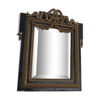 Miroir ancien, fronton ruban noué, style louis xvi