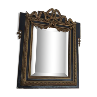 Antique mirror, knotted ribbon pediment, louis xvi style