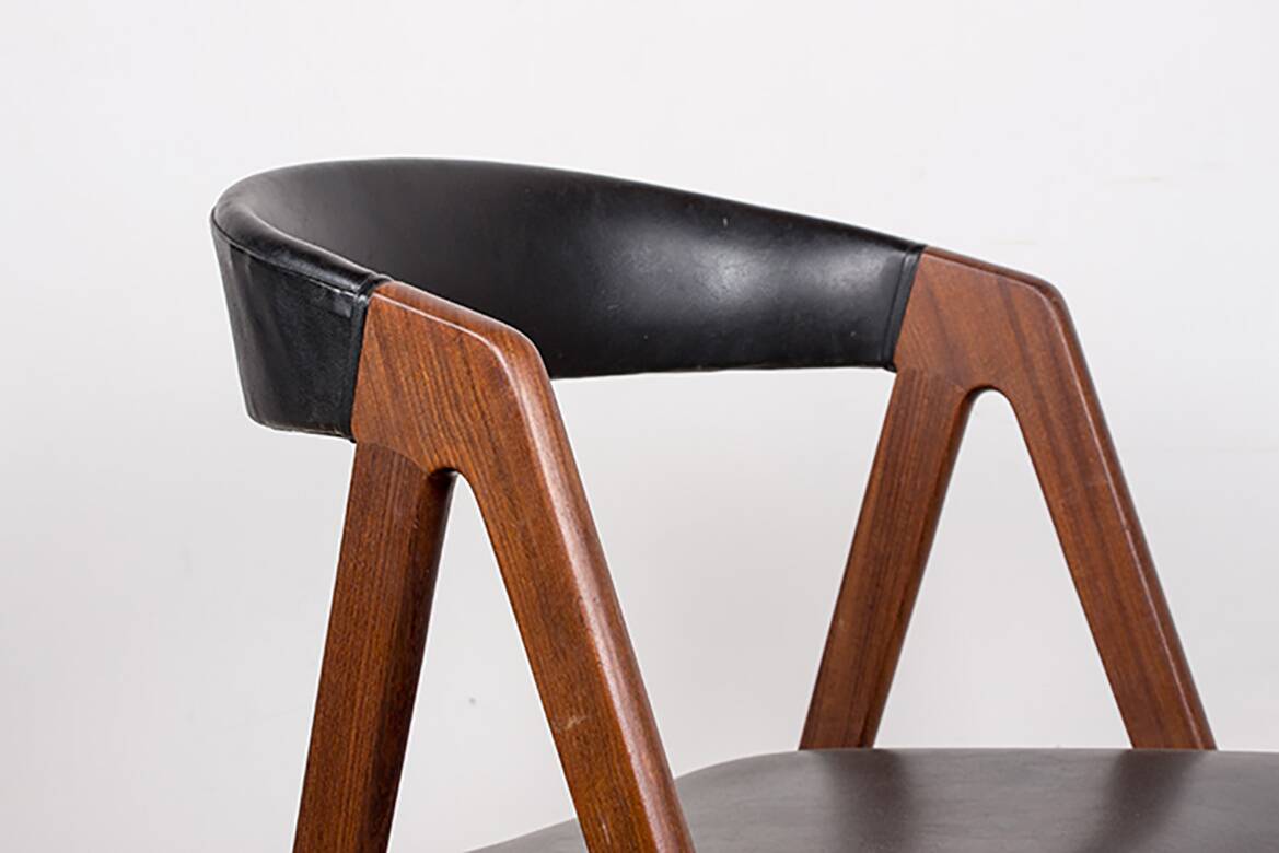 4 Danish chairs in Afromosia and skai model 205 by Thomas Harlev