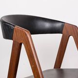 4 Danish chairs in Afromosia and skai model 205 by Thomas Harlev