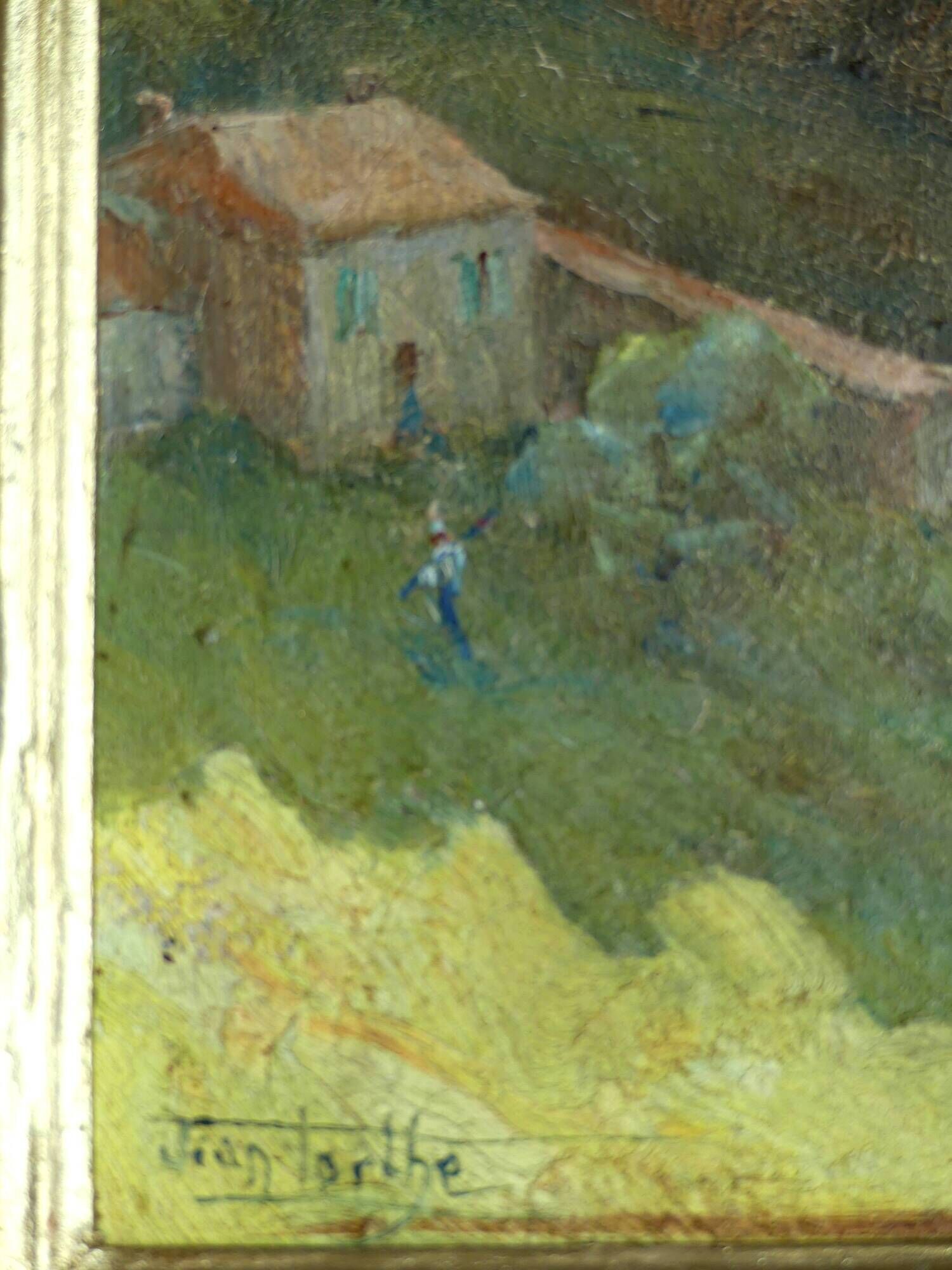 Old painting oil landscape pyrenees jean torthe 1890-1981 agen