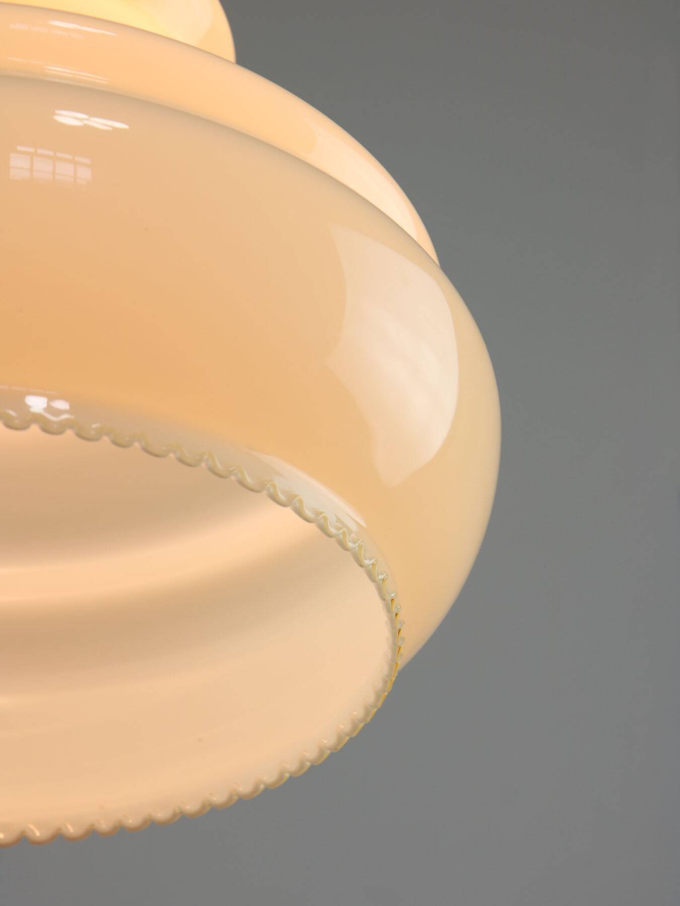 Mid-Century Italian Yellow Glass and Brass Pendant Lamp