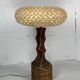 Large brutalist table lamp with rattan shade, Dutch ca 1960s ( 76 cm )