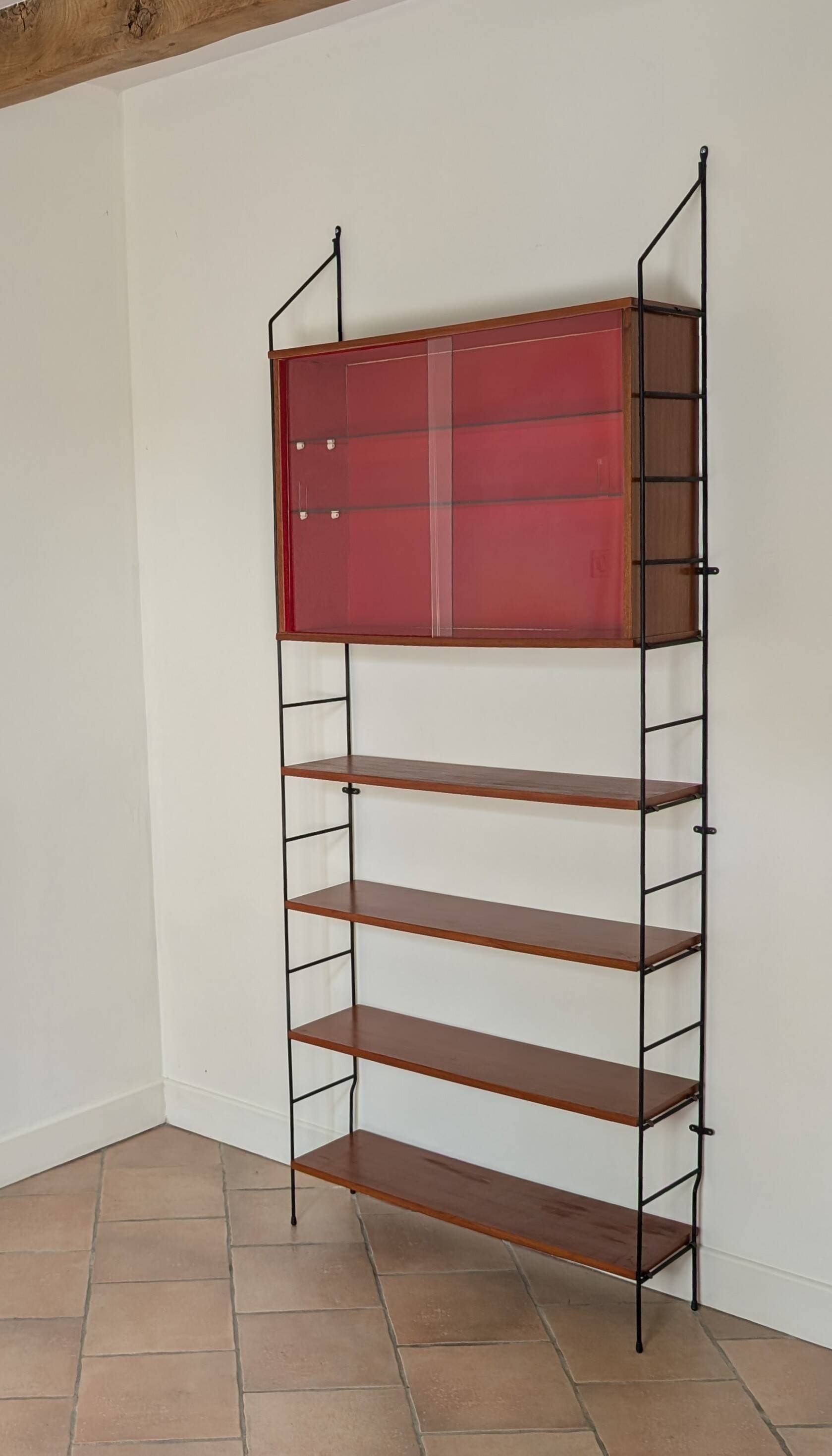 Etagère bibliothèque murale métal et bois 60'