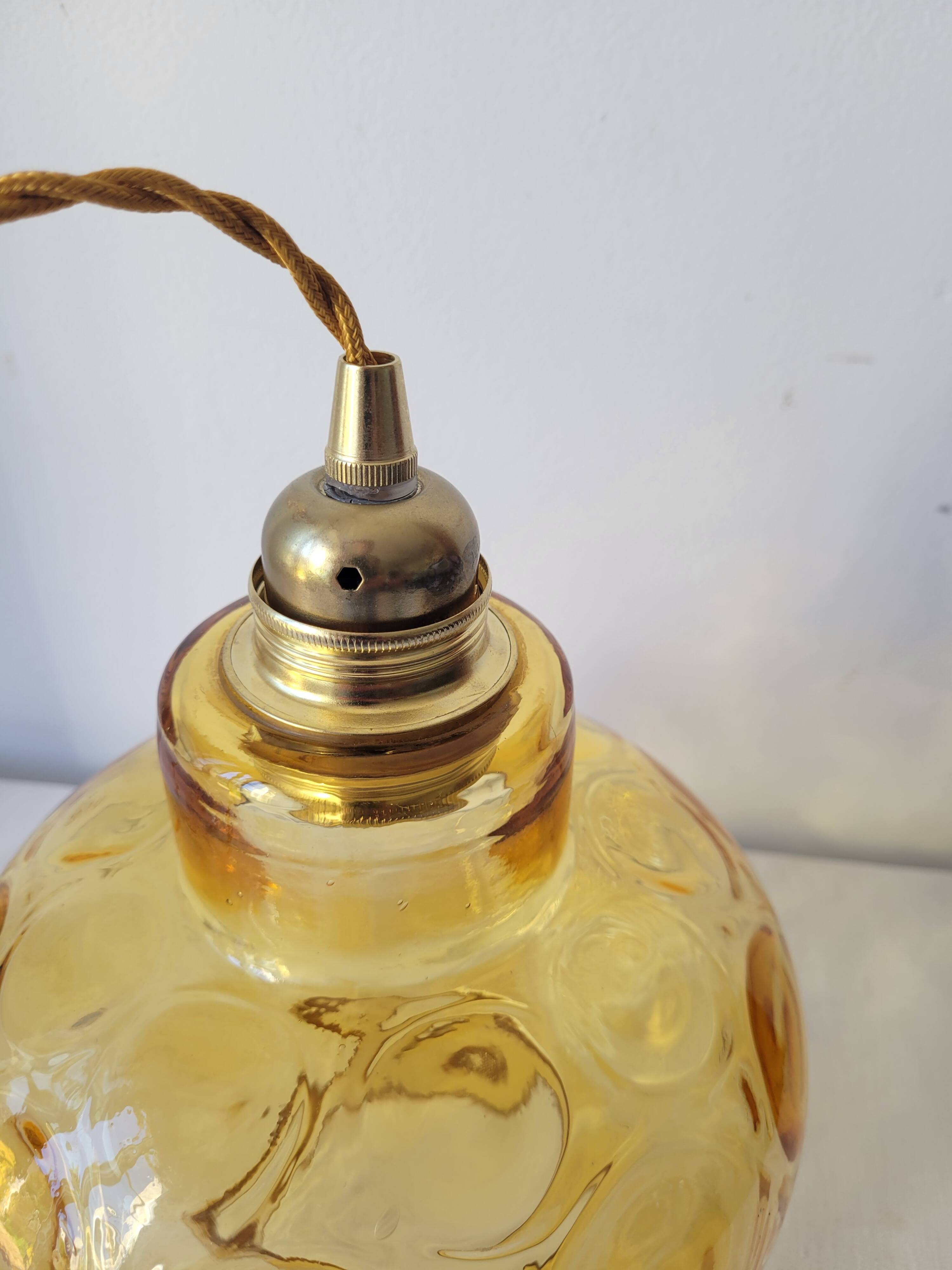 Amber faceted glass pendant light