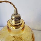 Amber faceted glass pendant light