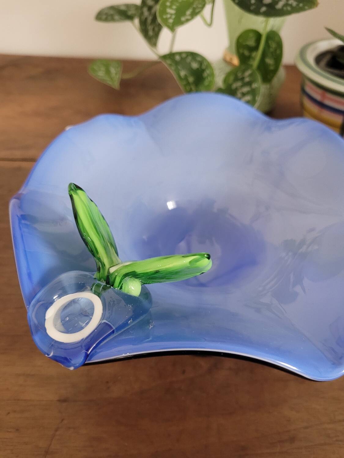 Handcrafted opal glass bowl