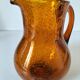Blown glass pitcher with bubbles from Biot – amber colour