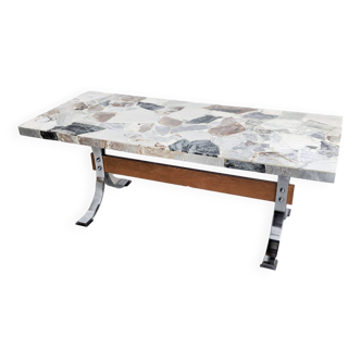 Vintage Marble & Chrome Coffeetable 1970's