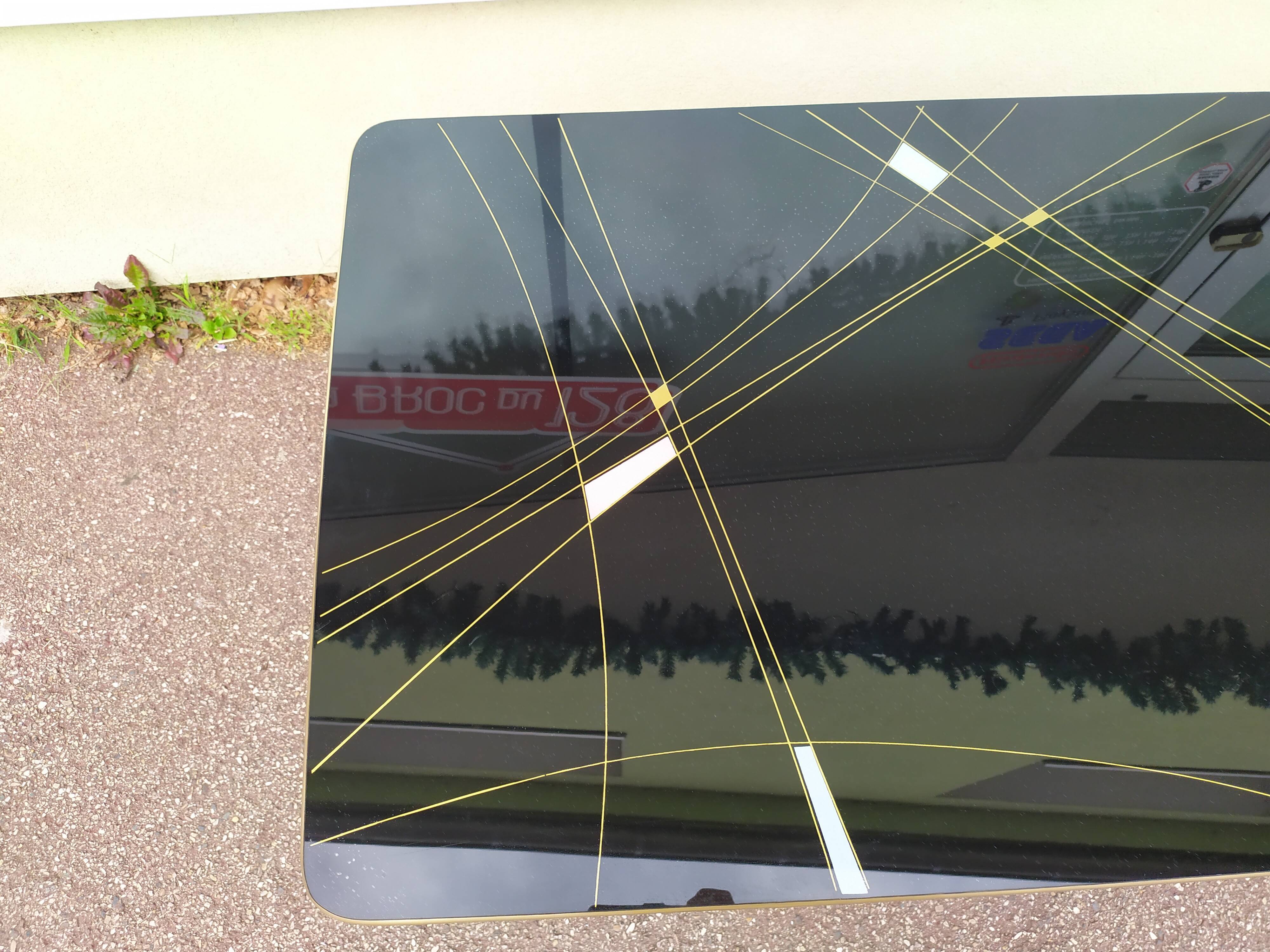 Table mid-low formica feet compass glass tray - vintage 1960