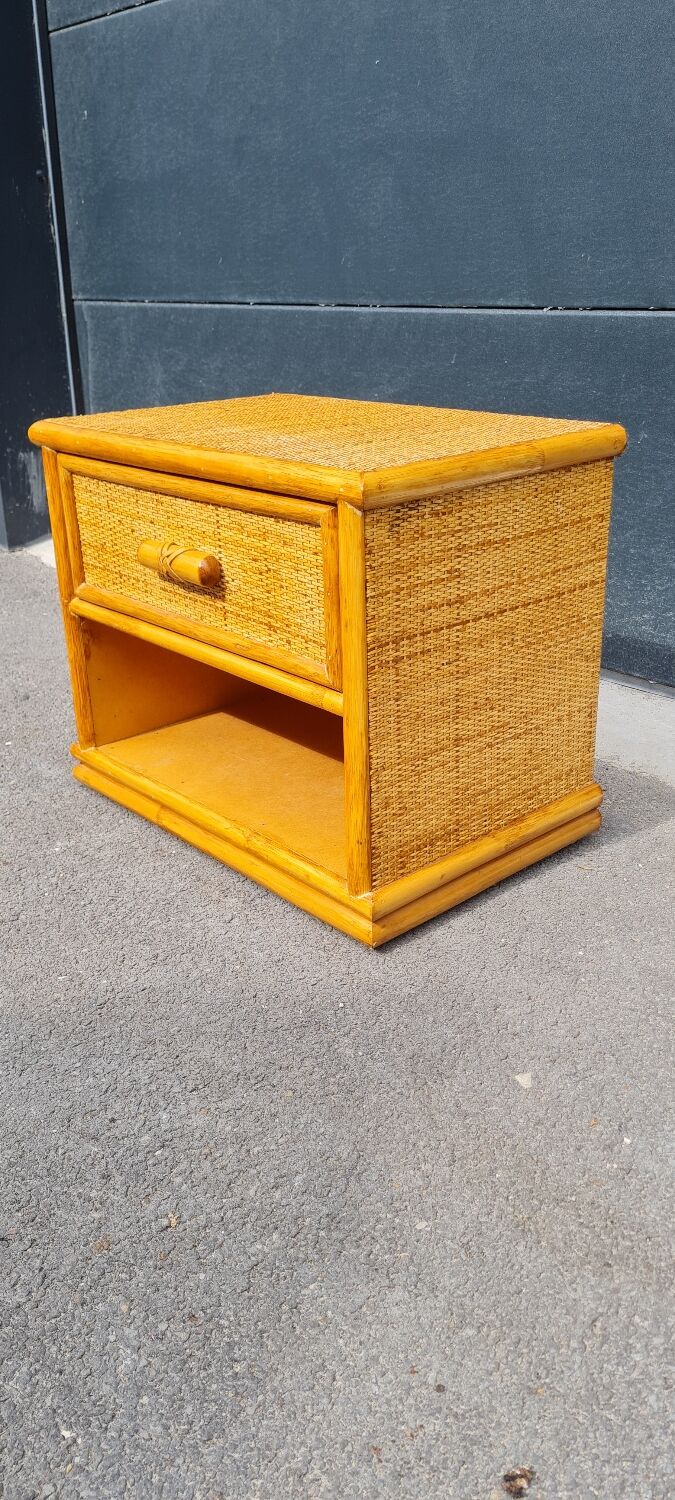 Vintage rattan bedside