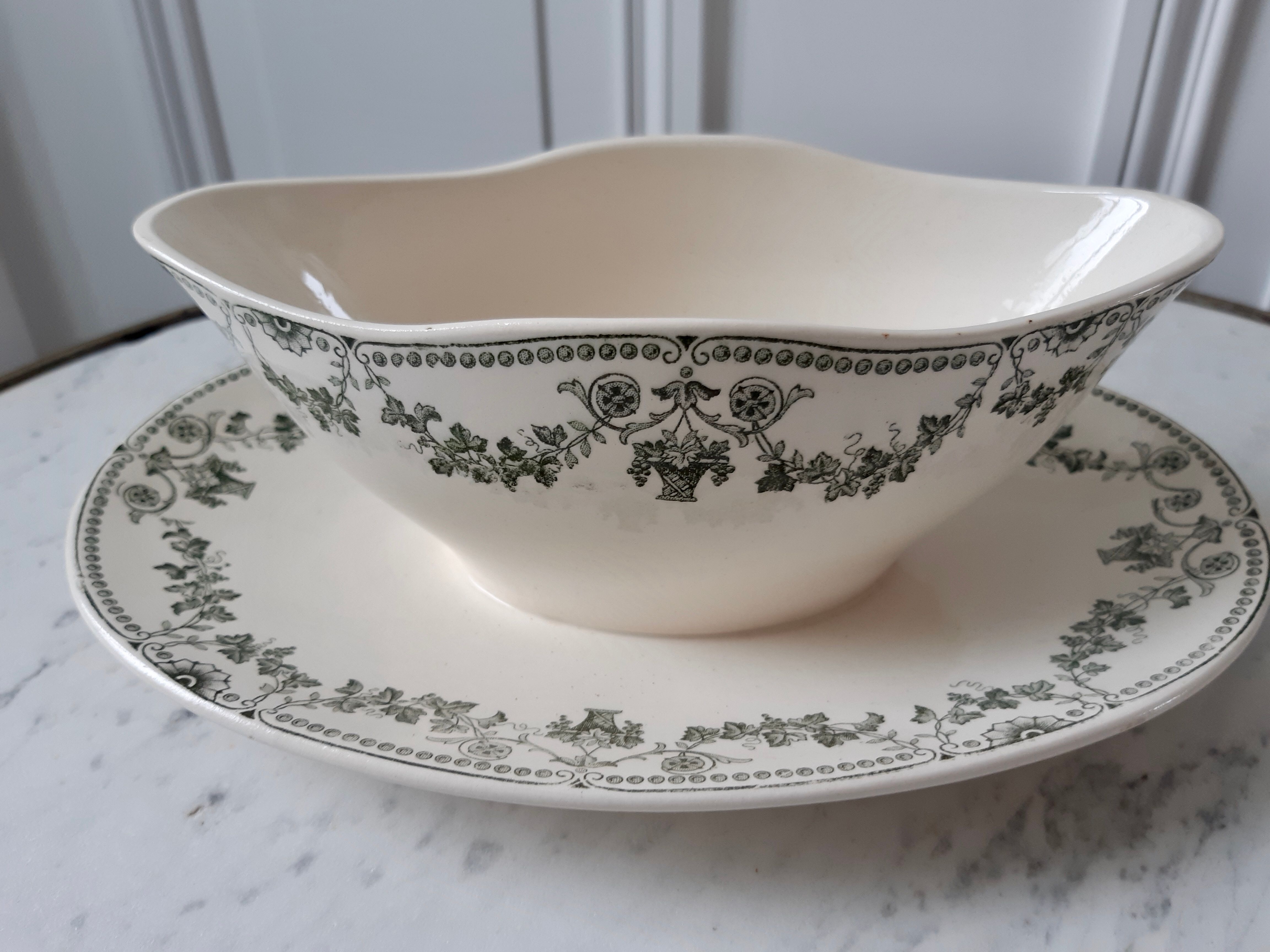 Lot of 2 ravines and gravy boat Badonvilliers model Champagne
