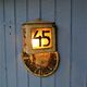 Antique Soviet exterior house sign road sign and street lamp lantern in toleware C1940 Industrial