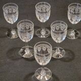 6 anciens verres a pied a porto en cristal de baccarat gravé
