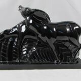 Pair of antelopes, lemanceau, black ceramic