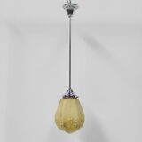 Art deco hanging lamp with marbled hexagonal shade