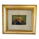 Huile nature morte, cadre bois vitré