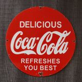 Plaque émaillée Coca-Cola « Delicious Coca-Cola Refreshes You Best » 1950's États-Unis