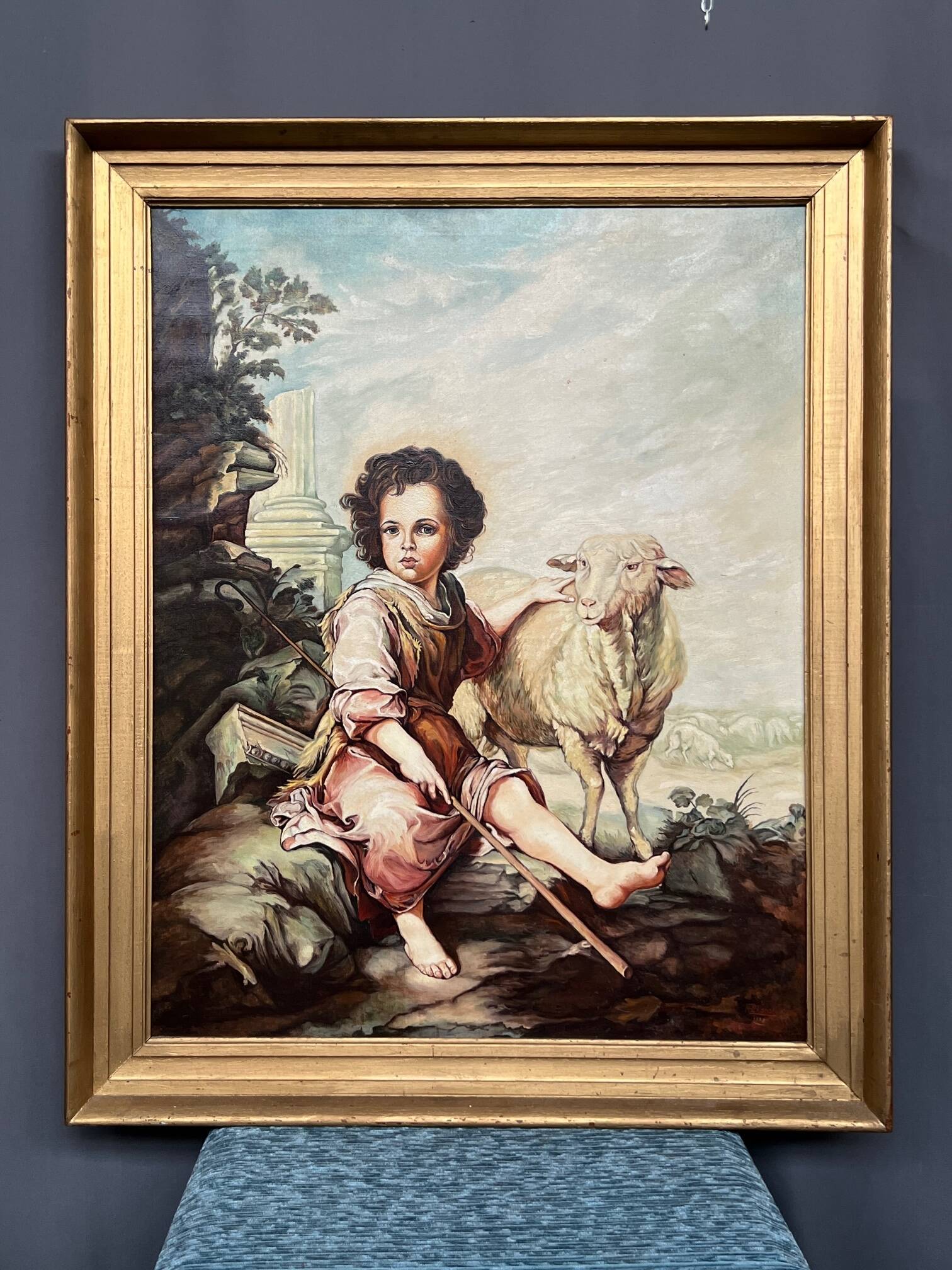 Painting "The Good Shepherd". Oil on canvas.