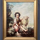 Tableau "Le Bon Pasteur". Huile sur toile.