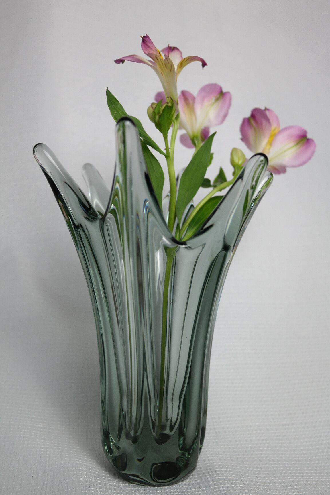 Vintage smoky grey Murano glass vase