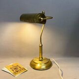Lampe de table de bureau de banquier portugais en laiton 1940