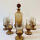 Art Deco liqueur set in amber glass