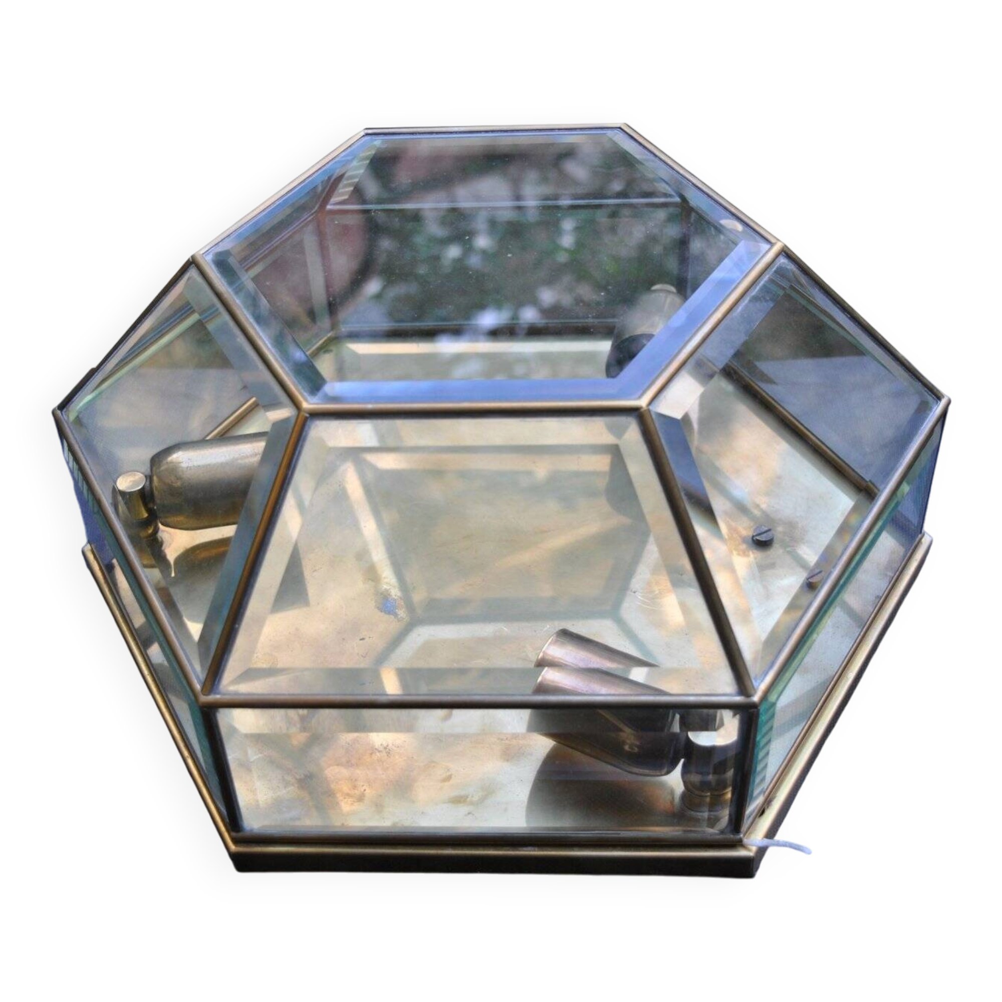 Brass and sculpted transparent crystal wall light, 1950s.