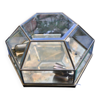 Brass and sculpted transparent crystal wall light, 1950s.