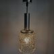 Vintage pendant lamp with glass shade and relief, chrome finish, 1960s
